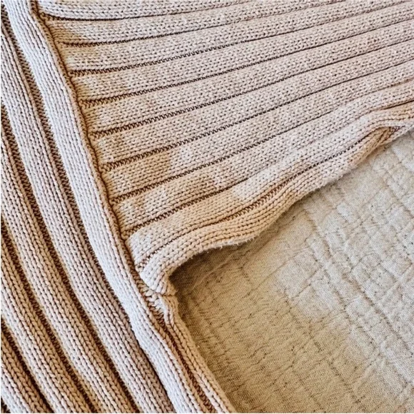 LA Hearts Ribbed Cropped Knit Sweater 100% Cotton | Women’s Large | Neutral Cozy - Picture 6 of 8